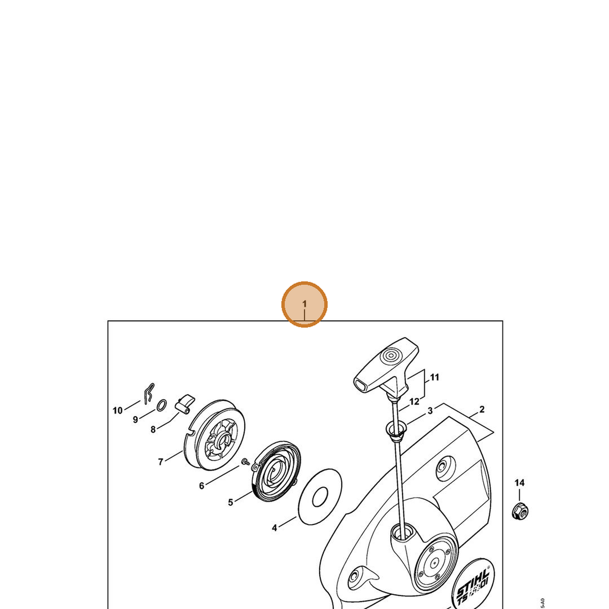 STIHL part 4250-190-0301 — IPL diagram snippet (6x zoom, amber highlight)