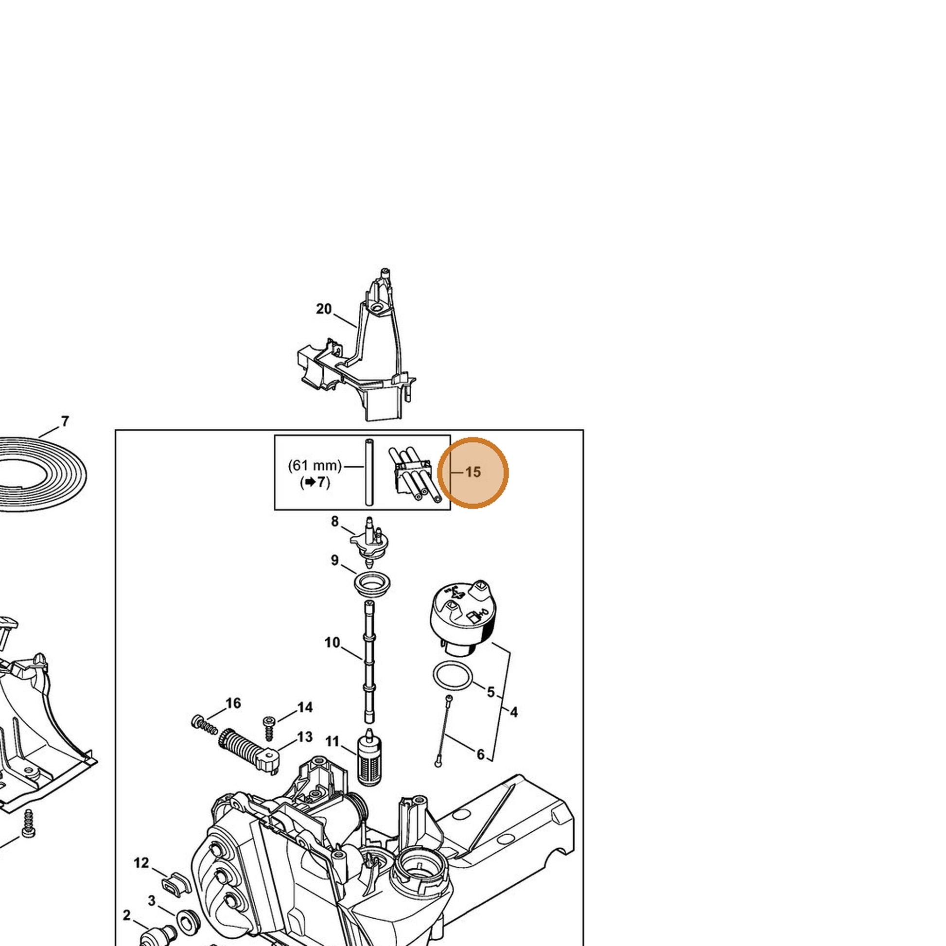 STIHL part 4250-350-2702 — IPL diagram snippet (6x zoom, amber highlight)