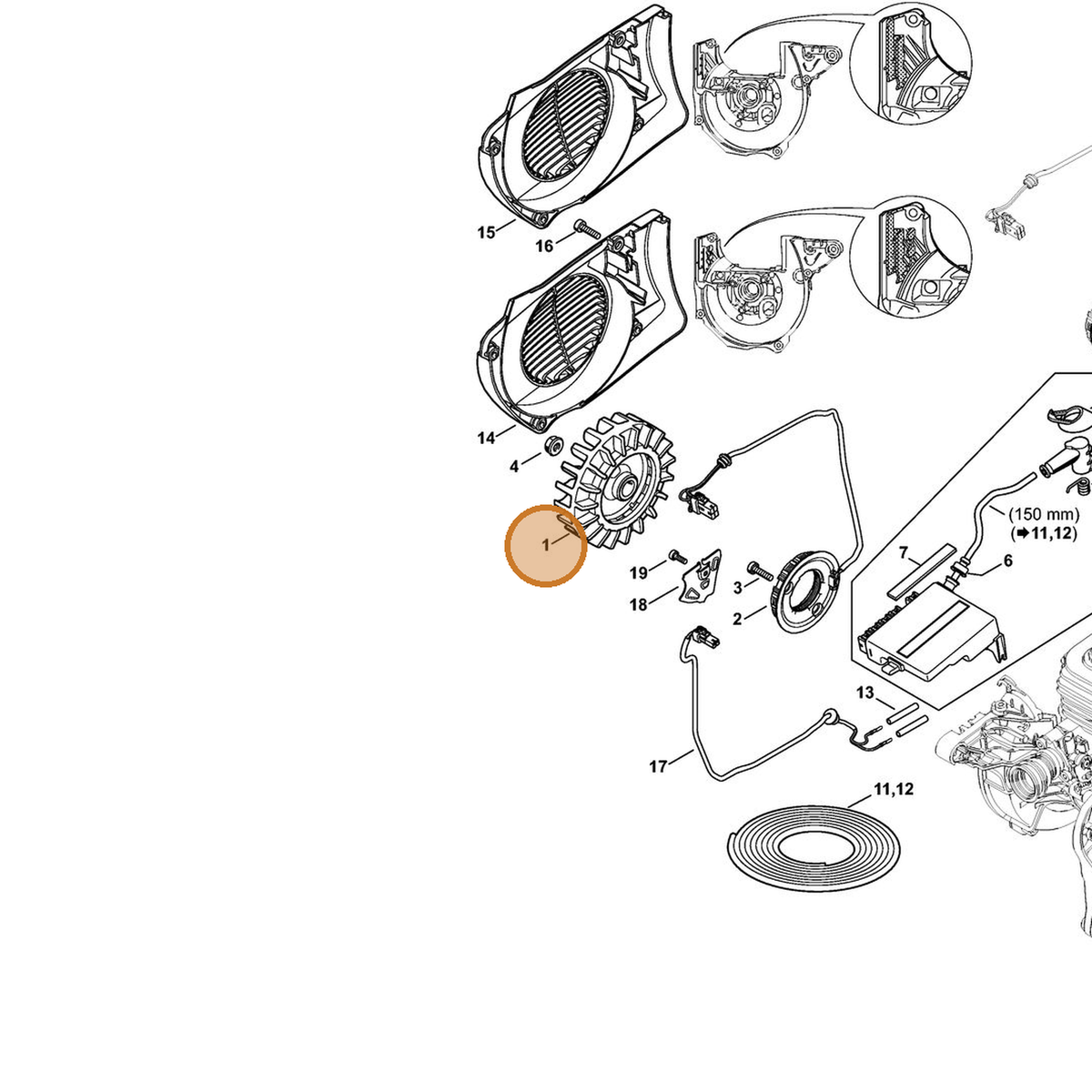 STIHL part 4250-400-1200 — IPL diagram snippet (6x zoom, amber highlight)