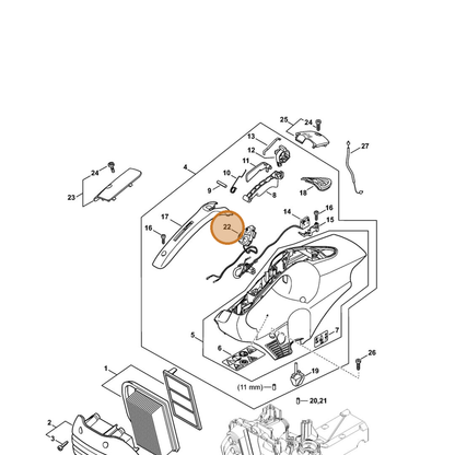 STIHL part 4250-430-6500 — IPL diagram snippet (6x zoom, amber highlight)