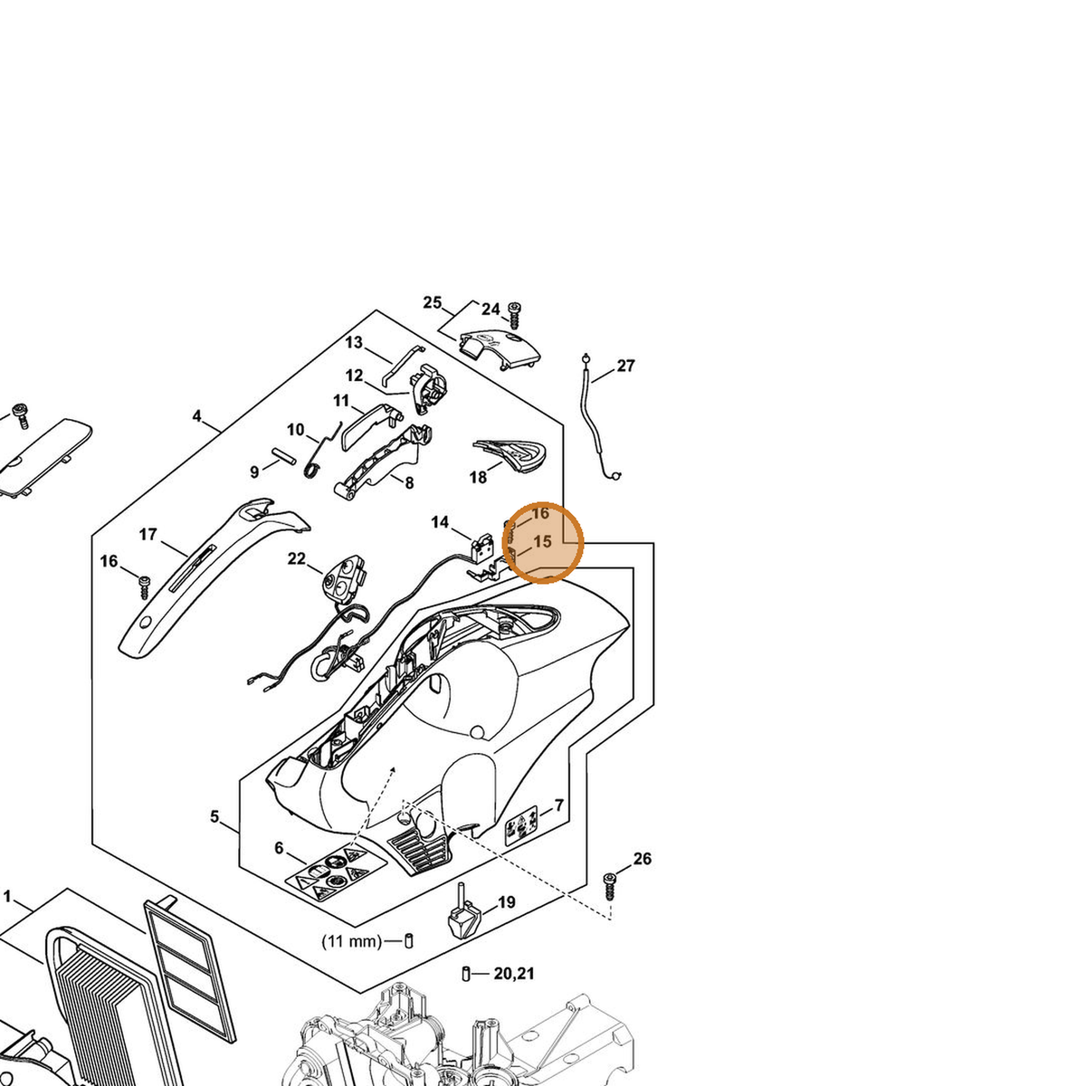 STIHL part 4250-435-6000 — IPL diagram snippet (6x zoom, amber highlight)