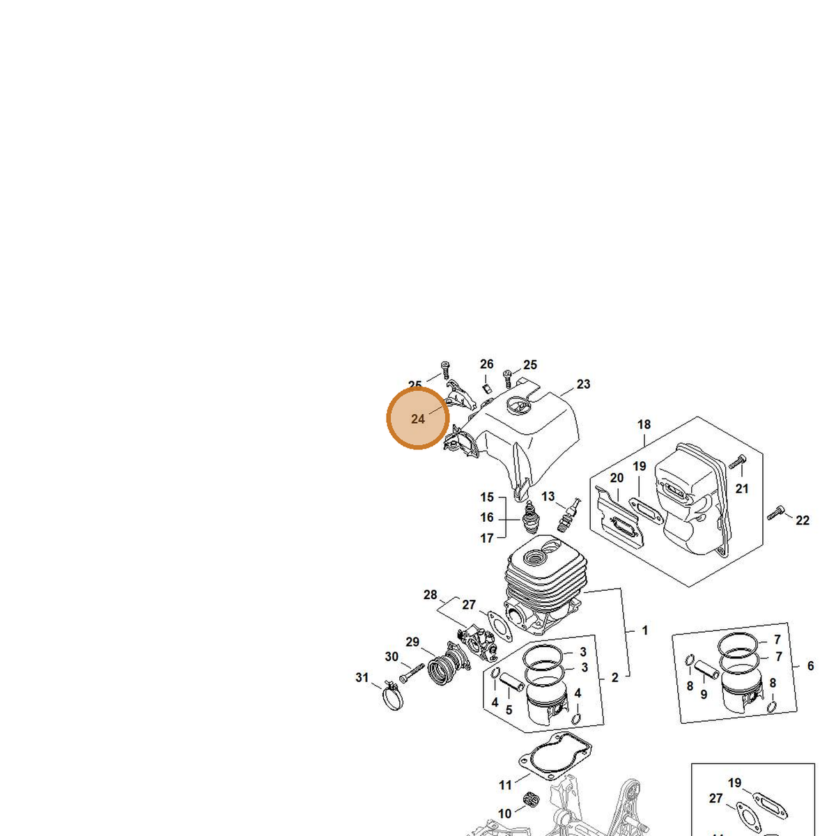STIHL part 4250-448-1200 — IPL diagram snippet (6x zoom, amber highlight)