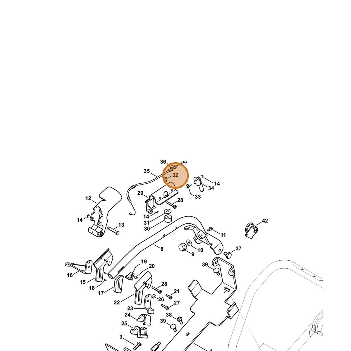 STIHL part 4250-951-1100 — IPL diagram snippet (6x zoom, amber highlight)