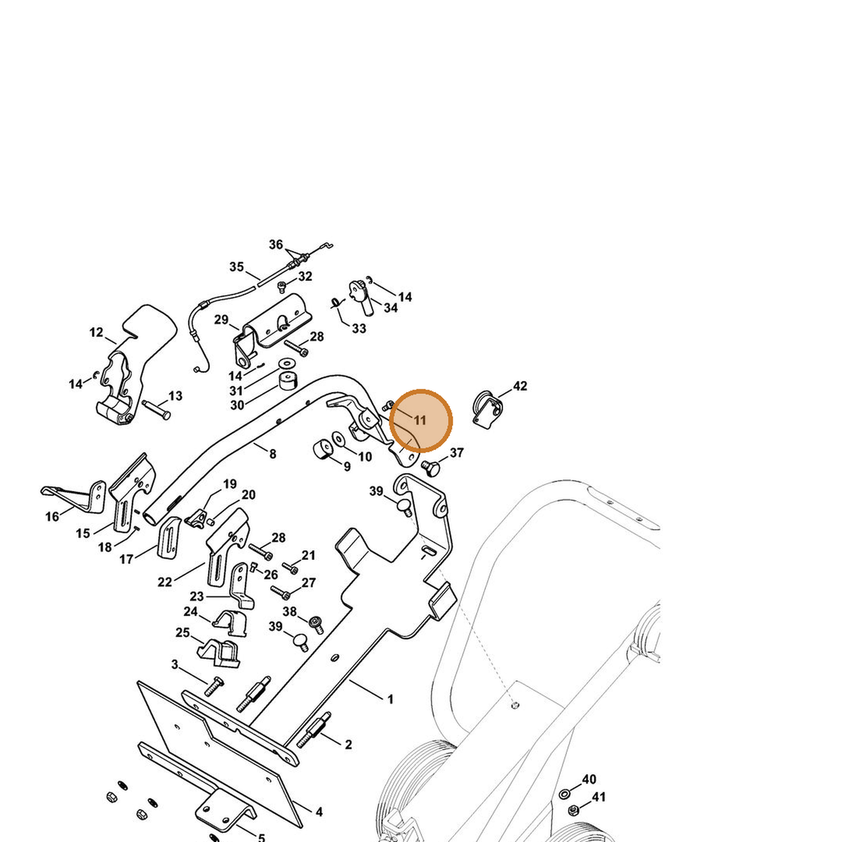 STIHL part 4250-951-1101 — IPL diagram snippet (6x zoom, amber highlight)