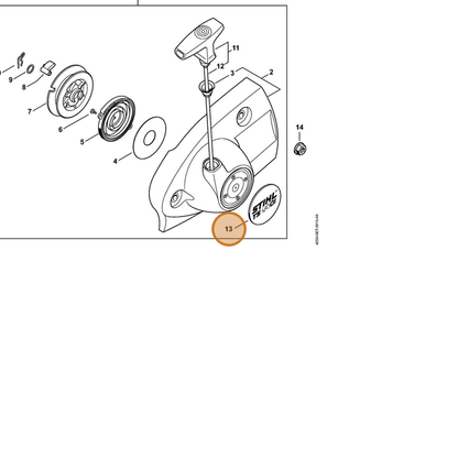 STIHL part 4250-967-1500 — IPL diagram snippet (6x zoom, amber highlight)