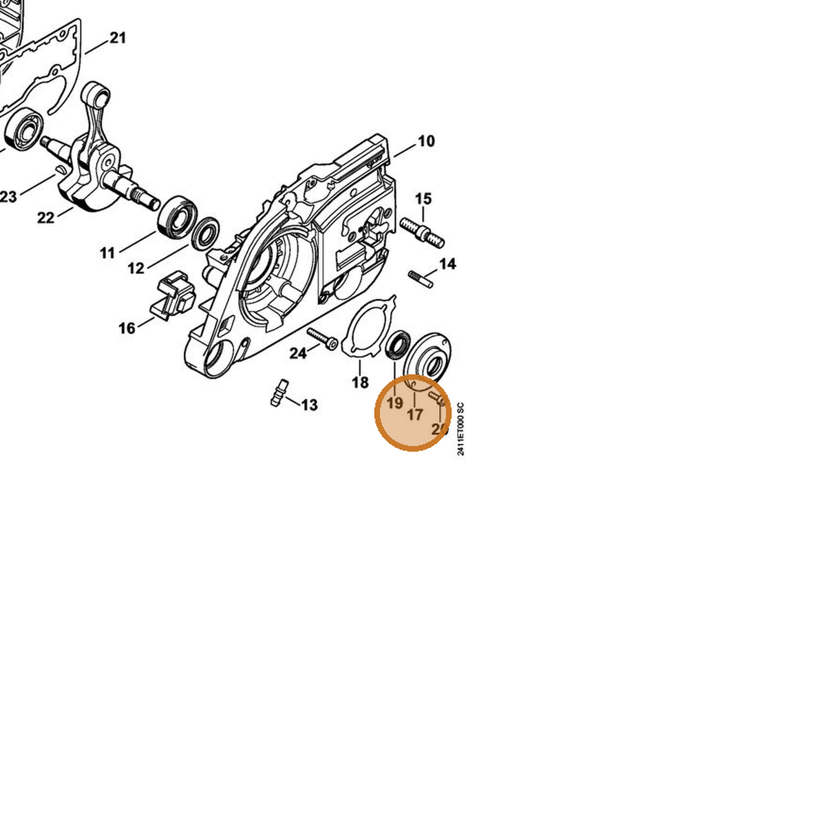 STIHL part 4252-020-1800 — IPL diagram snippet (6x zoom, amber highlight)