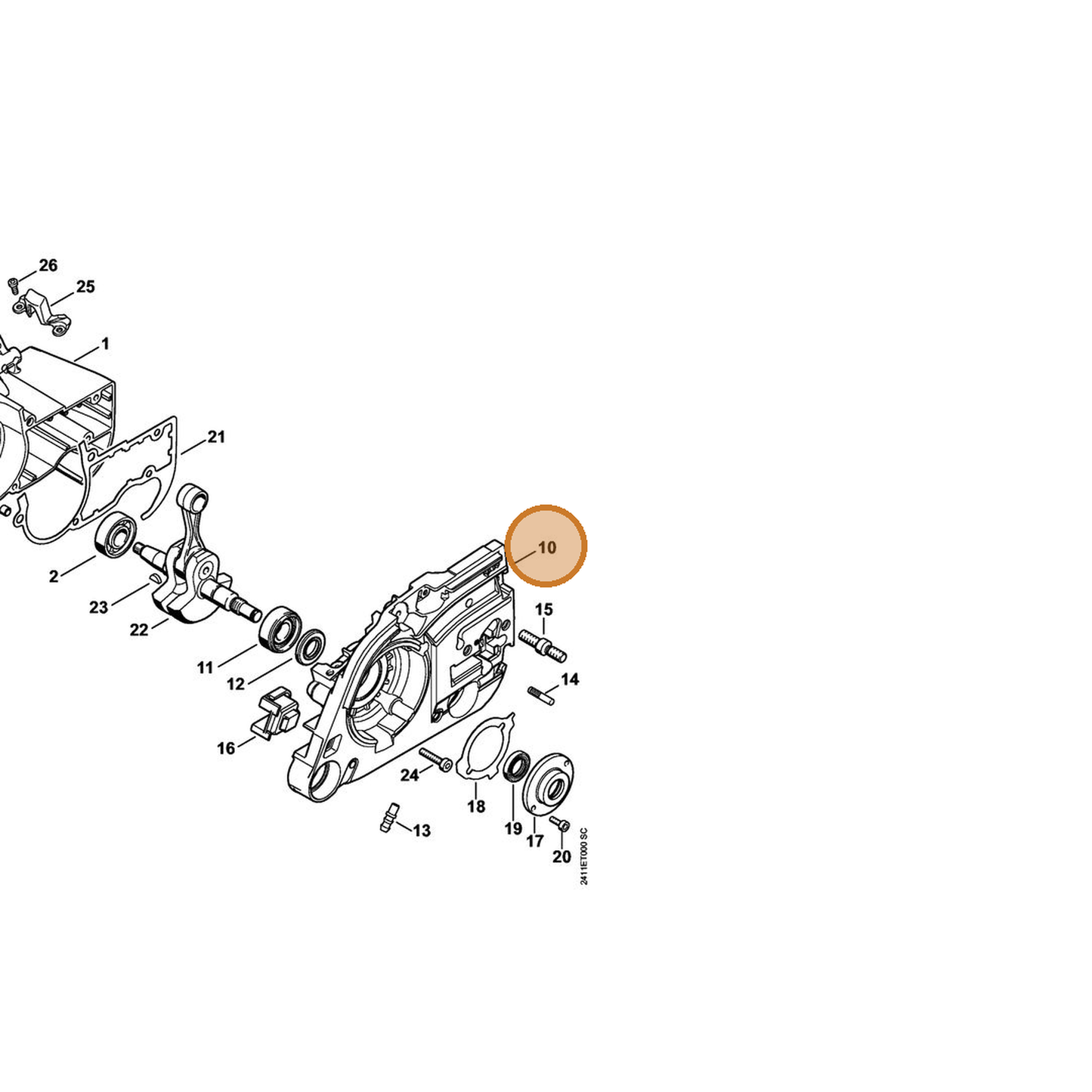 STIHL part 4252-020-2904 — IPL diagram snippet (6x zoom, amber highlight)
