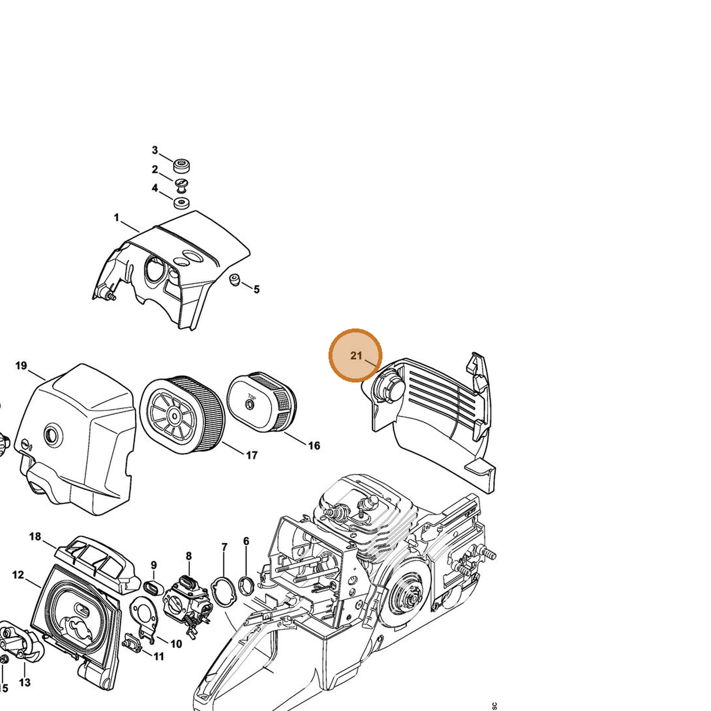 STIHL part 4252-021-3700 — IPL diagram snippet (6x zoom, amber highlight)