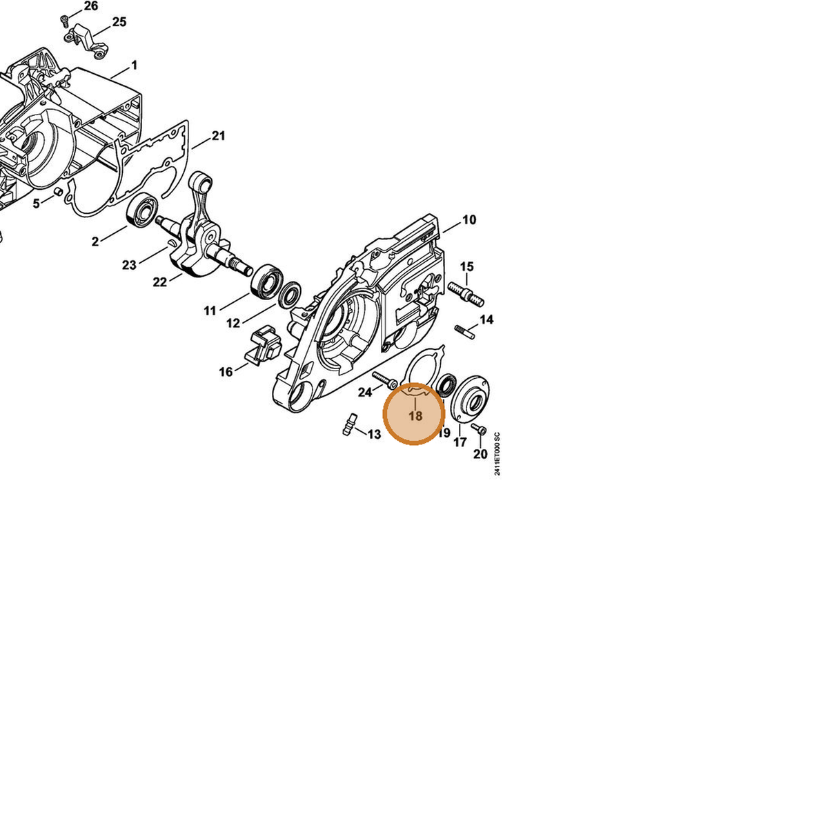 STIHL part 4252-029-0500 — IPL diagram snippet (6x zoom, amber highlight)