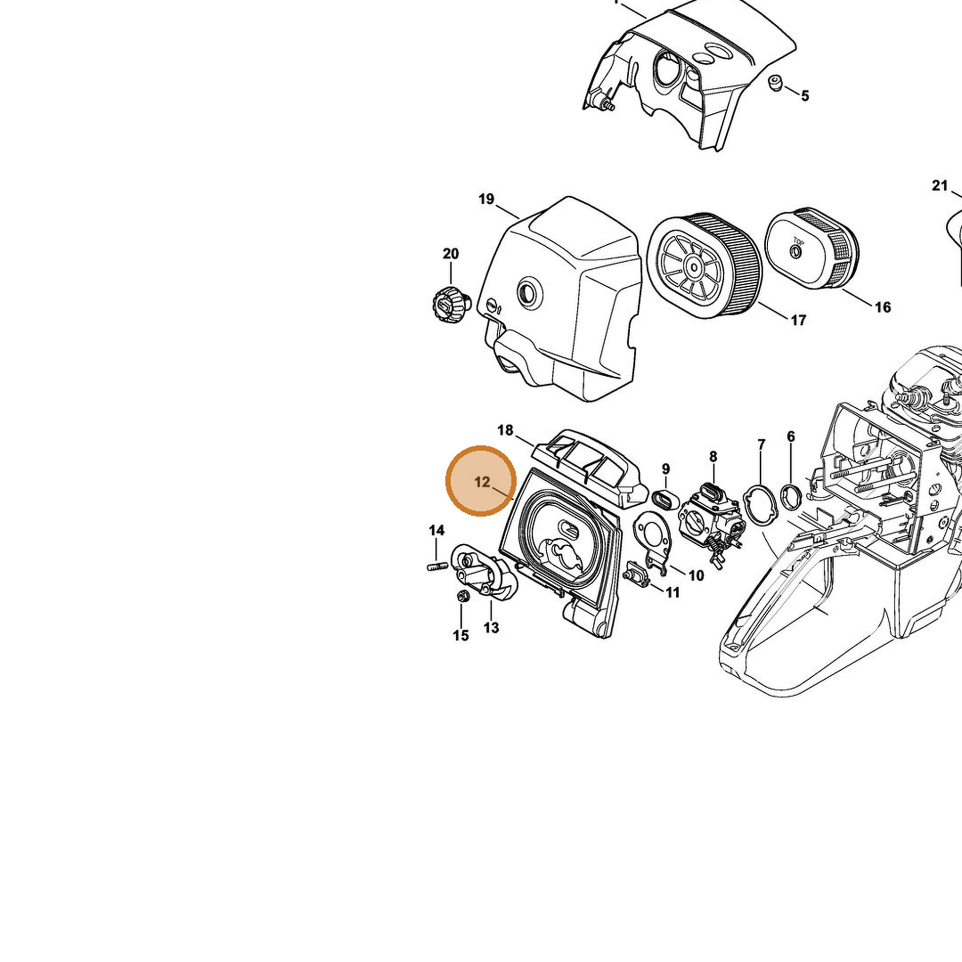 STIHL part 4252-140-1201 — IPL diagram snippet (6x zoom, amber highlight)