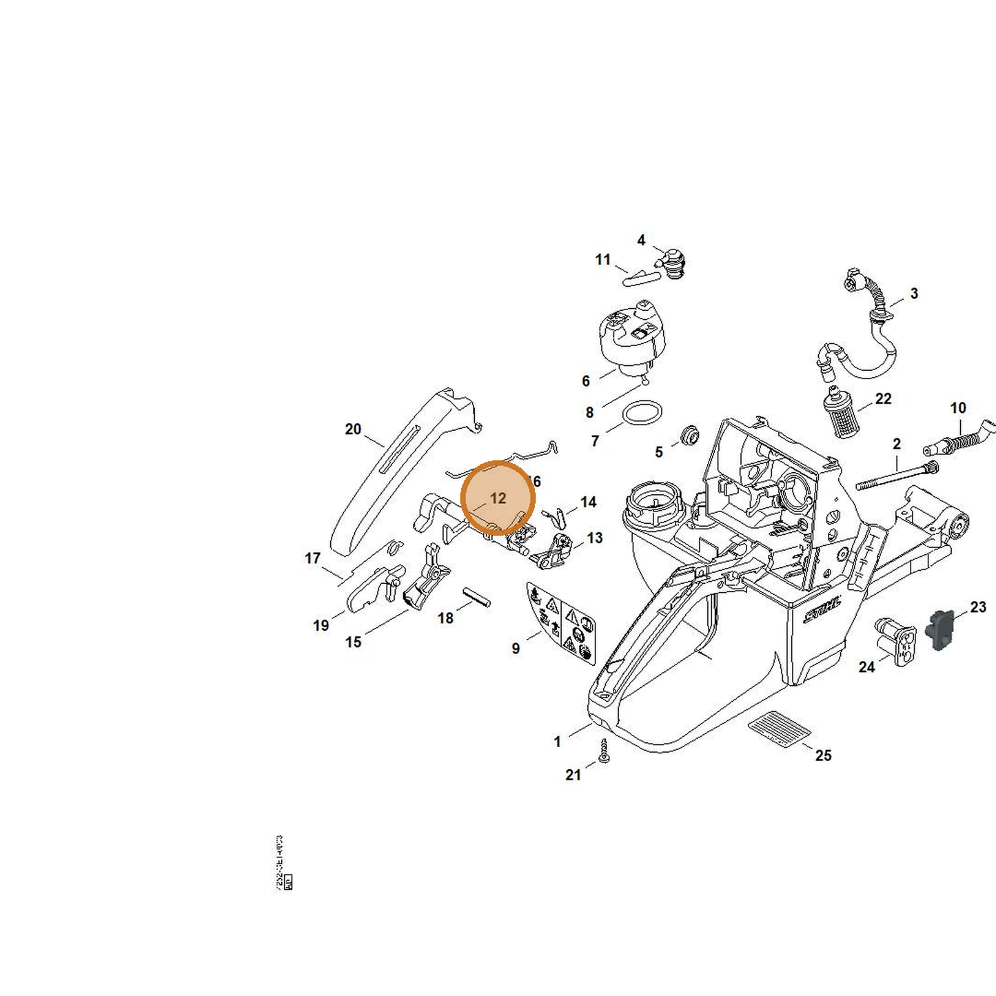 STIHL part 4252-182-0900 — IPL diagram snippet (6x zoom, amber highlight)