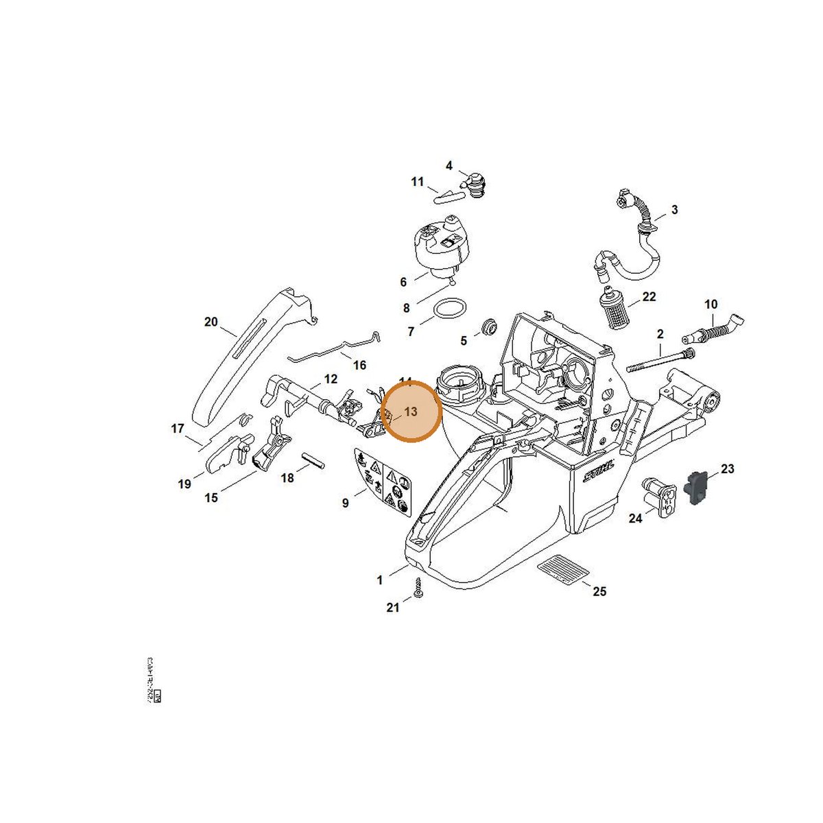 STIHL part 4252-182-1200 — IPL diagram snippet (6x zoom, amber highlight)