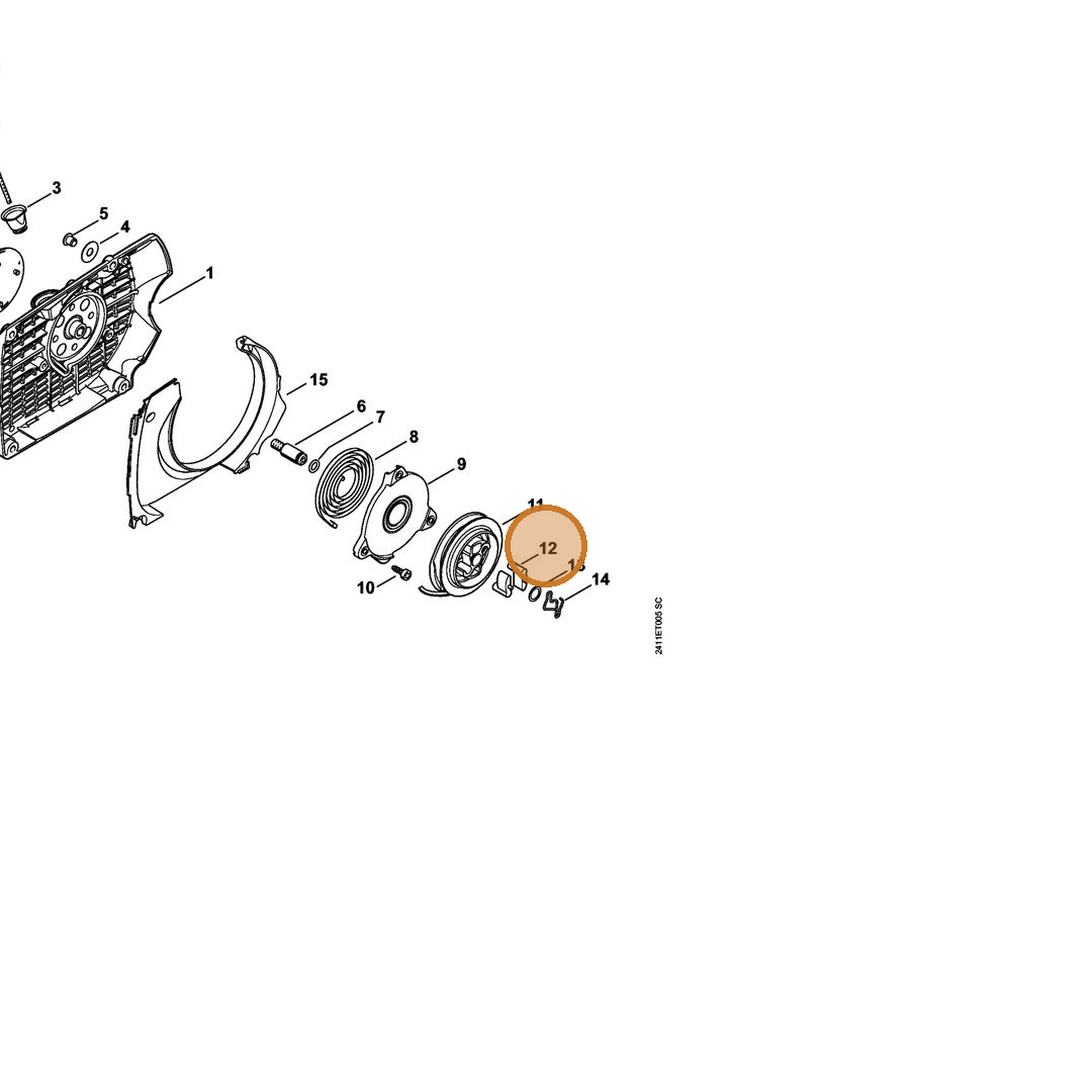STIHL part 4252-195-7200 — IPL diagram snippet (6x zoom, amber highlight)