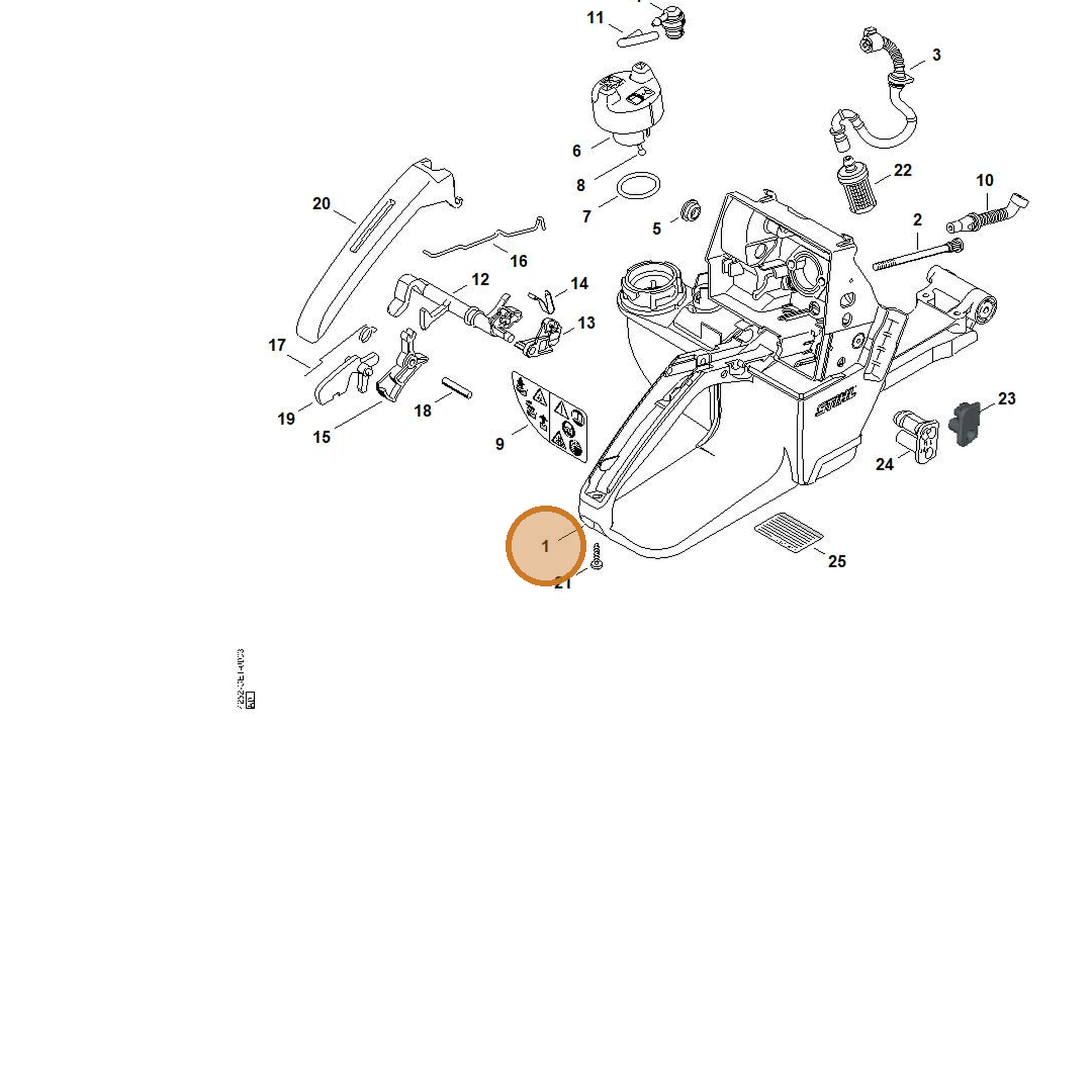 STIHL part 4252-350-0800 — IPL diagram snippet (6x zoom, amber highlight)