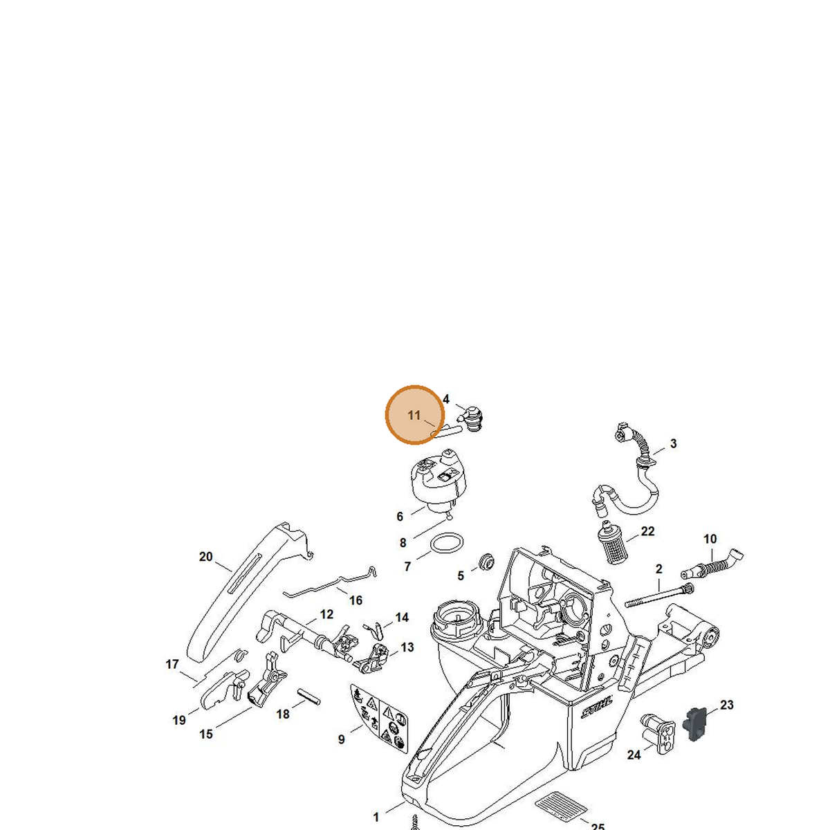STIHL part 4252-358-0800 — IPL diagram snippet (6x zoom, amber highlight)