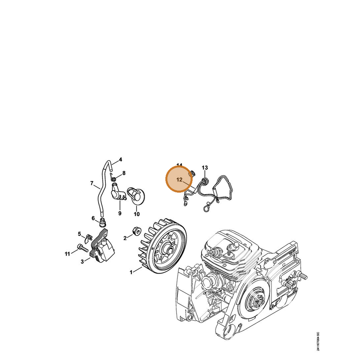 STIHL part 4252-440-3001 — IPL diagram snippet (6x zoom, amber highlight)