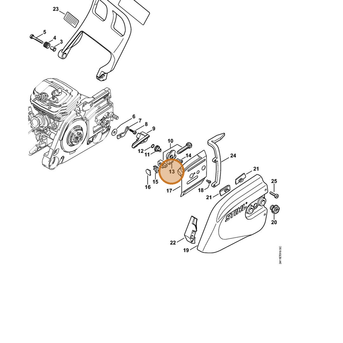 STIHL part 4252-664-2201 — IPL diagram snippet (6x zoom, amber highlight)