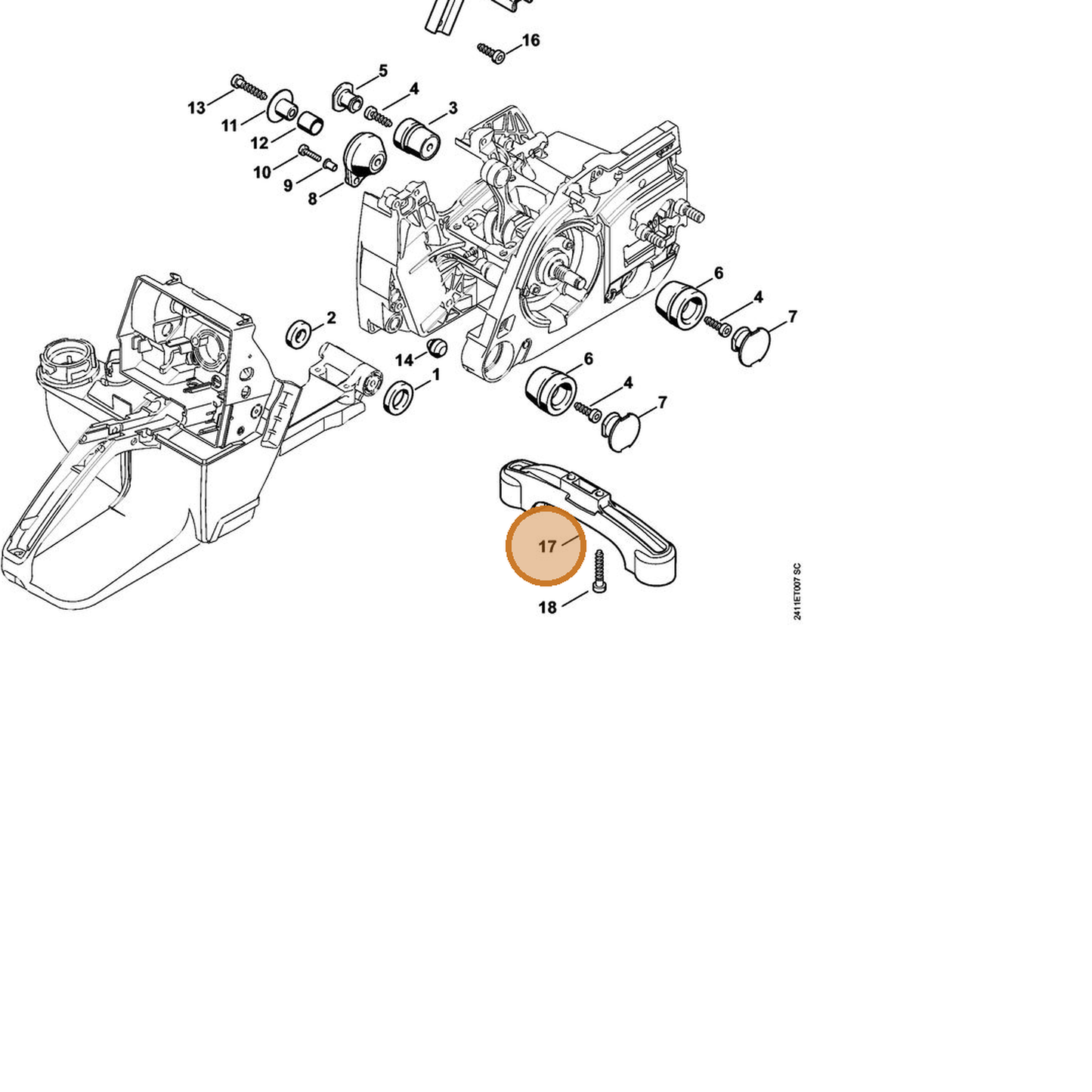 STIHL part 4252-791-7600 — IPL diagram snippet (6x zoom, amber highlight)