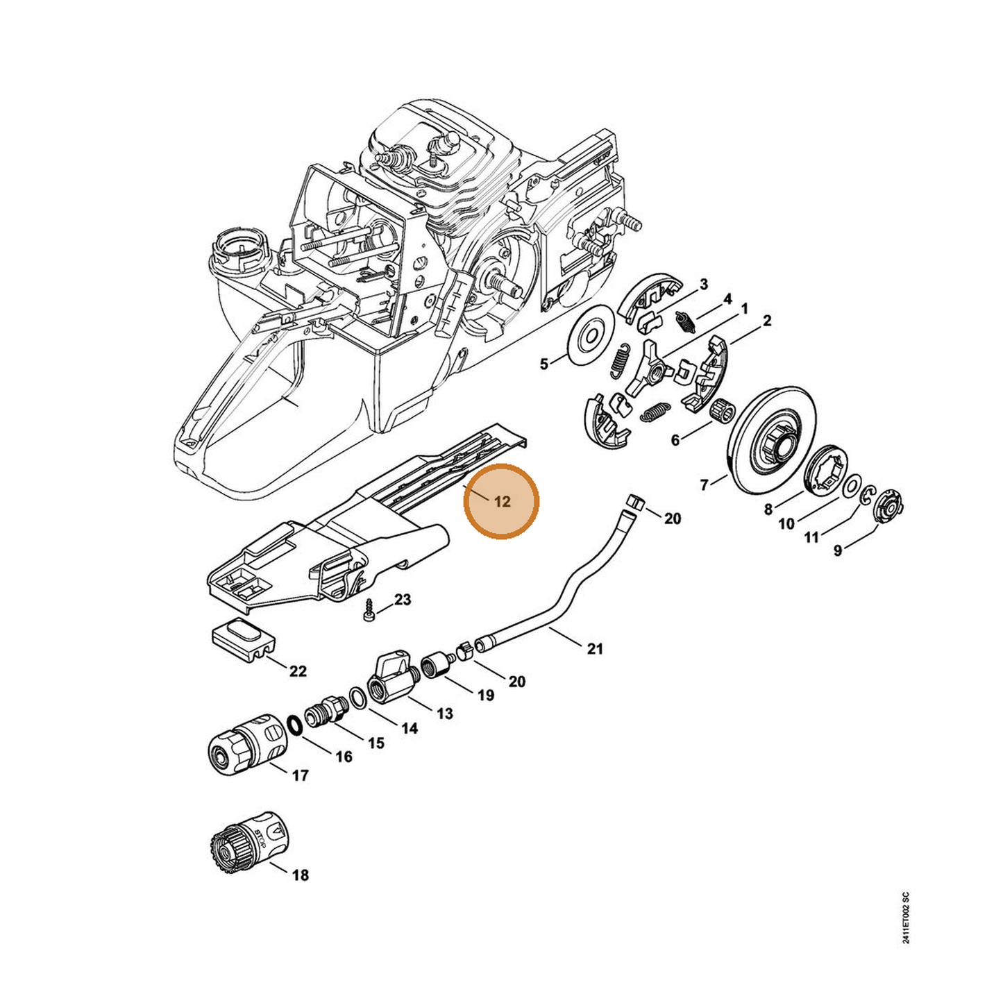 STIHL part 4252-791-7601 — IPL diagram snippet (6x zoom, amber highlight)