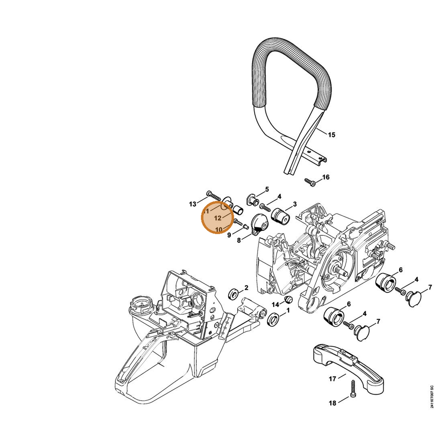 STIHL part 4252-791-8400 — IPL diagram snippet (6x zoom, amber highlight)