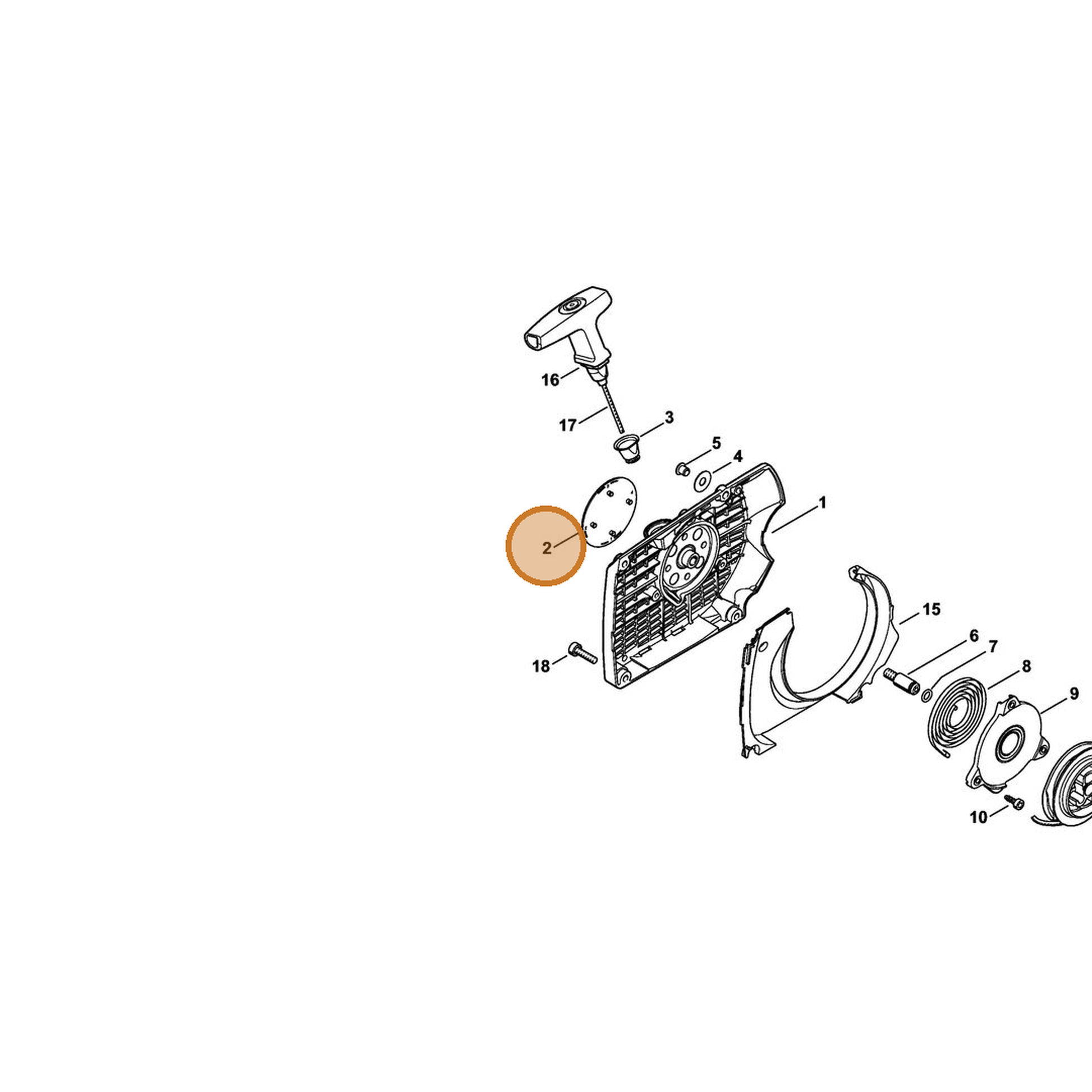 STIHL part 4252-967-1500 — IPL diagram snippet (6x zoom, amber highlight)