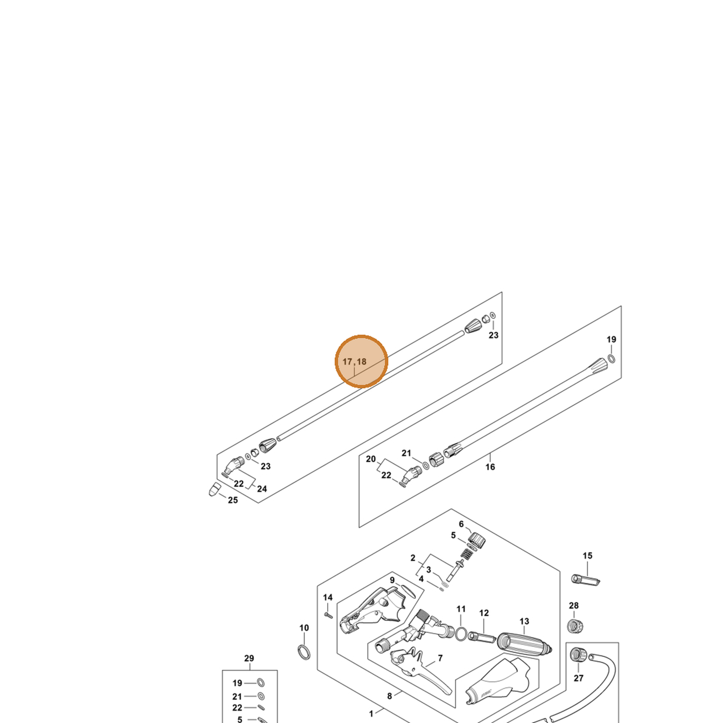 STIHL part 4255-500-0905 — IPL diagram snippet (6x zoom, amber highlight)