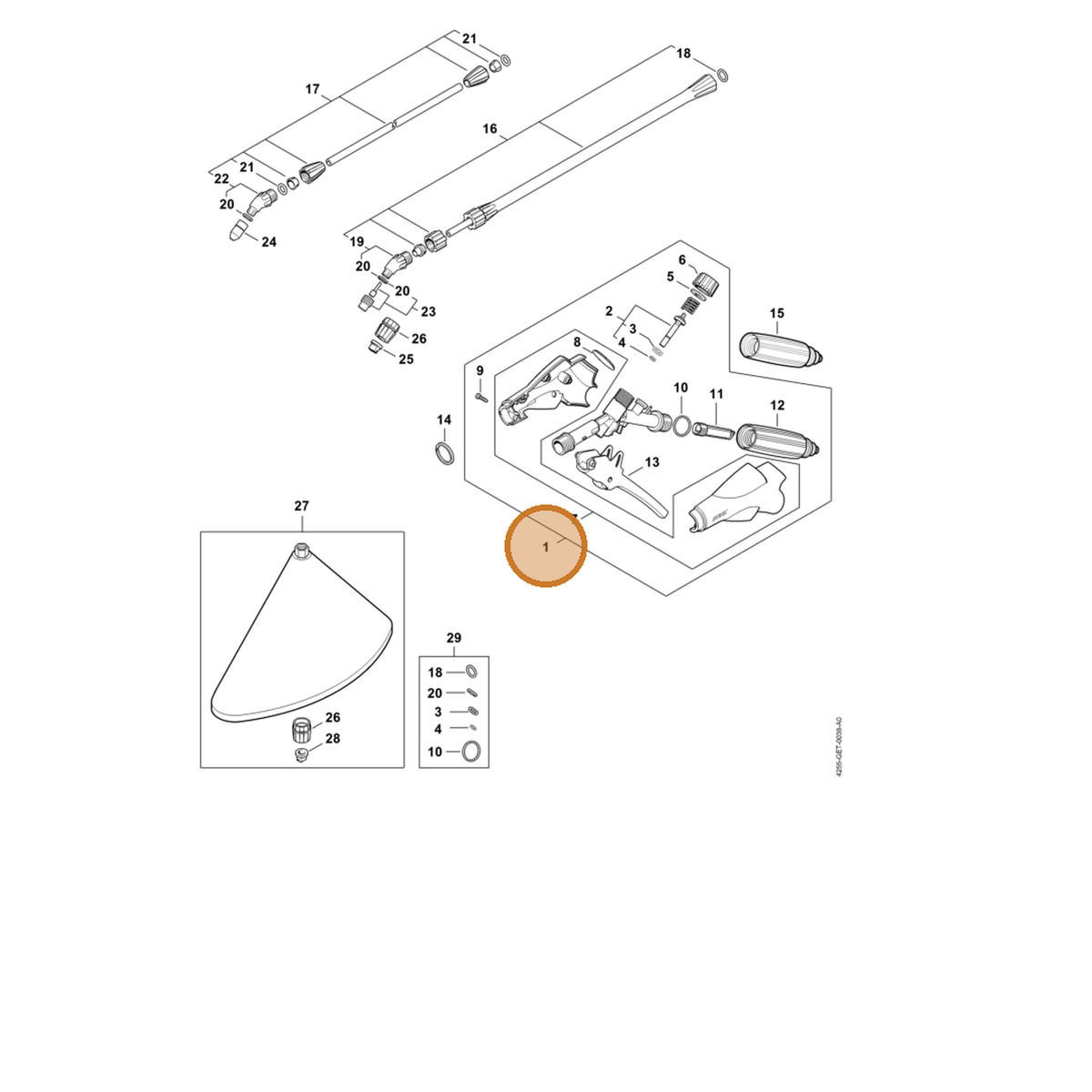 STIHL part 4255-500-1310 — IPL diagram snippet (6x zoom, amber highlight)