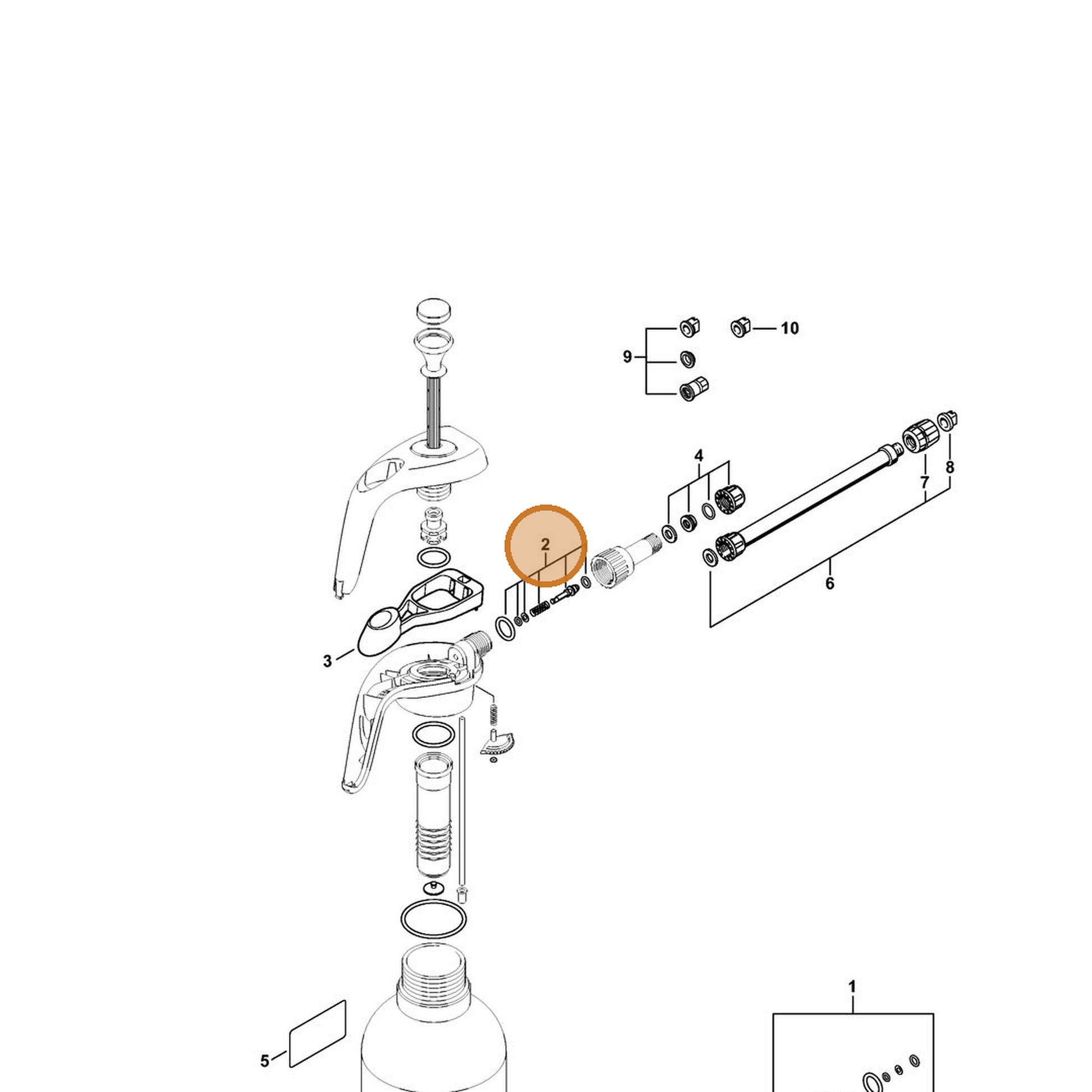 STIHL part 4255-500-2901 — IPL diagram snippet (6x zoom, amber highlight)