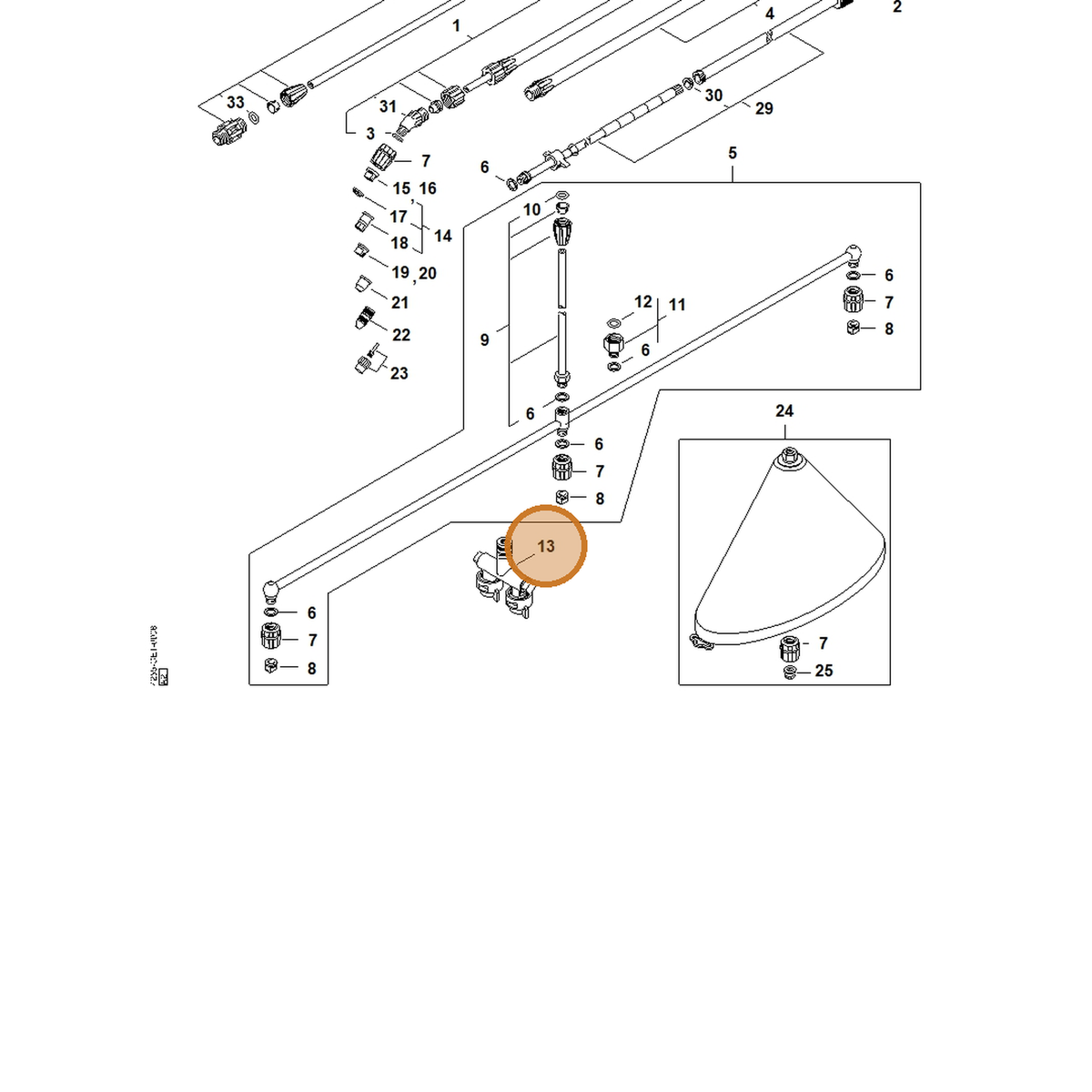 STIHL part 4255-500-8500 — IPL diagram snippet (6x zoom, amber highlight)