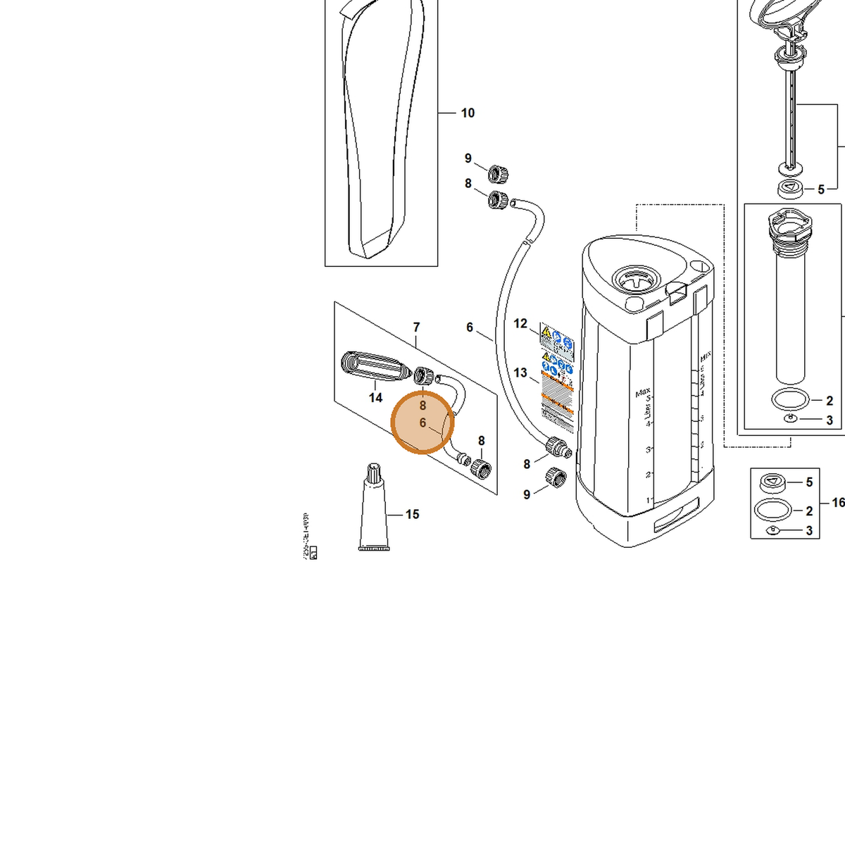 STIHL part 4255-501-0501 — IPL diagram snippet (6x zoom, amber highlight)