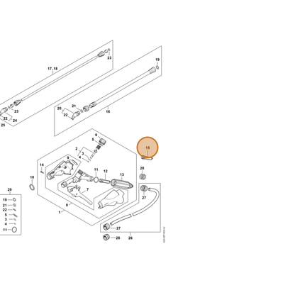 STIHL part 4255-502-0701 — IPL diagram snippet (6x zoom, amber highlight)