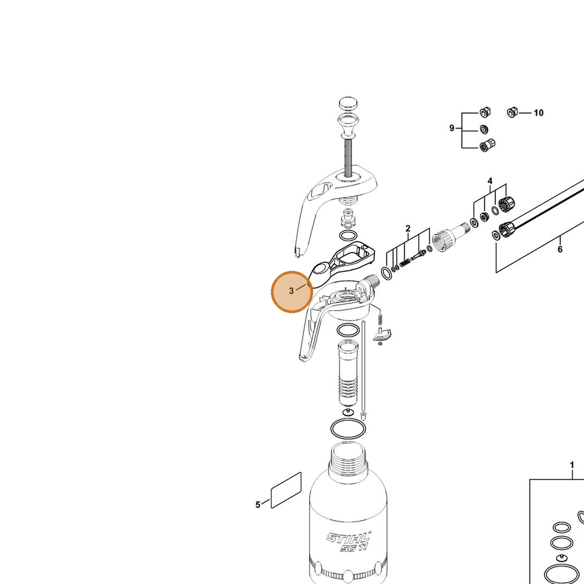 STIHL part 4255-502-1500 — IPL diagram snippet (6x zoom, amber highlight)