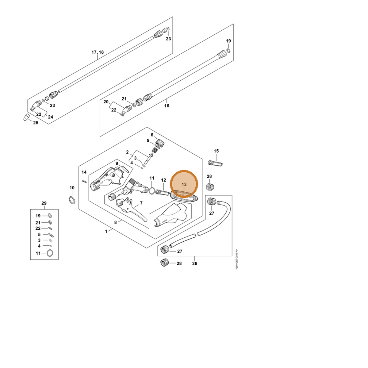 STIHL part 4255-502-1901 — IPL diagram snippet (6x zoom, amber highlight)