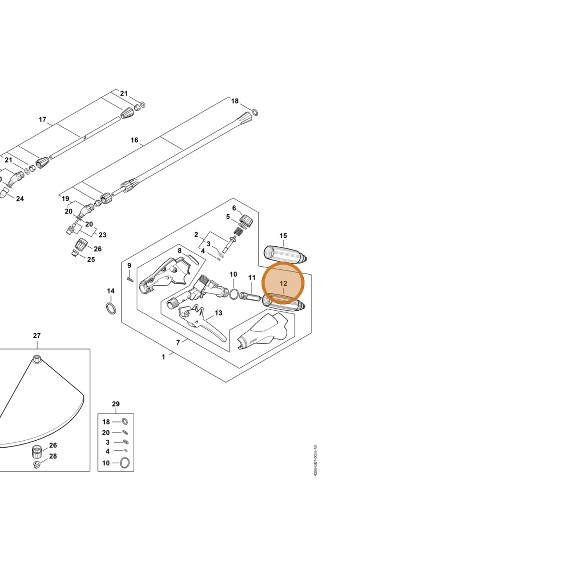 STIHL part 4255-502-1902 — IPL diagram snippet (6x zoom, amber highlight)