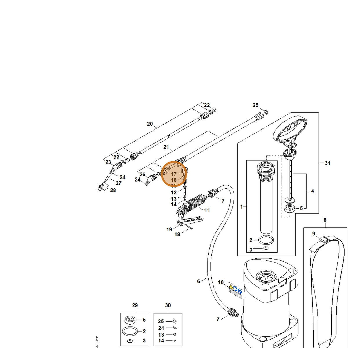 STIHL part 4255-502-4400 — IPL diagram snippet (6x zoom, amber highlight)
