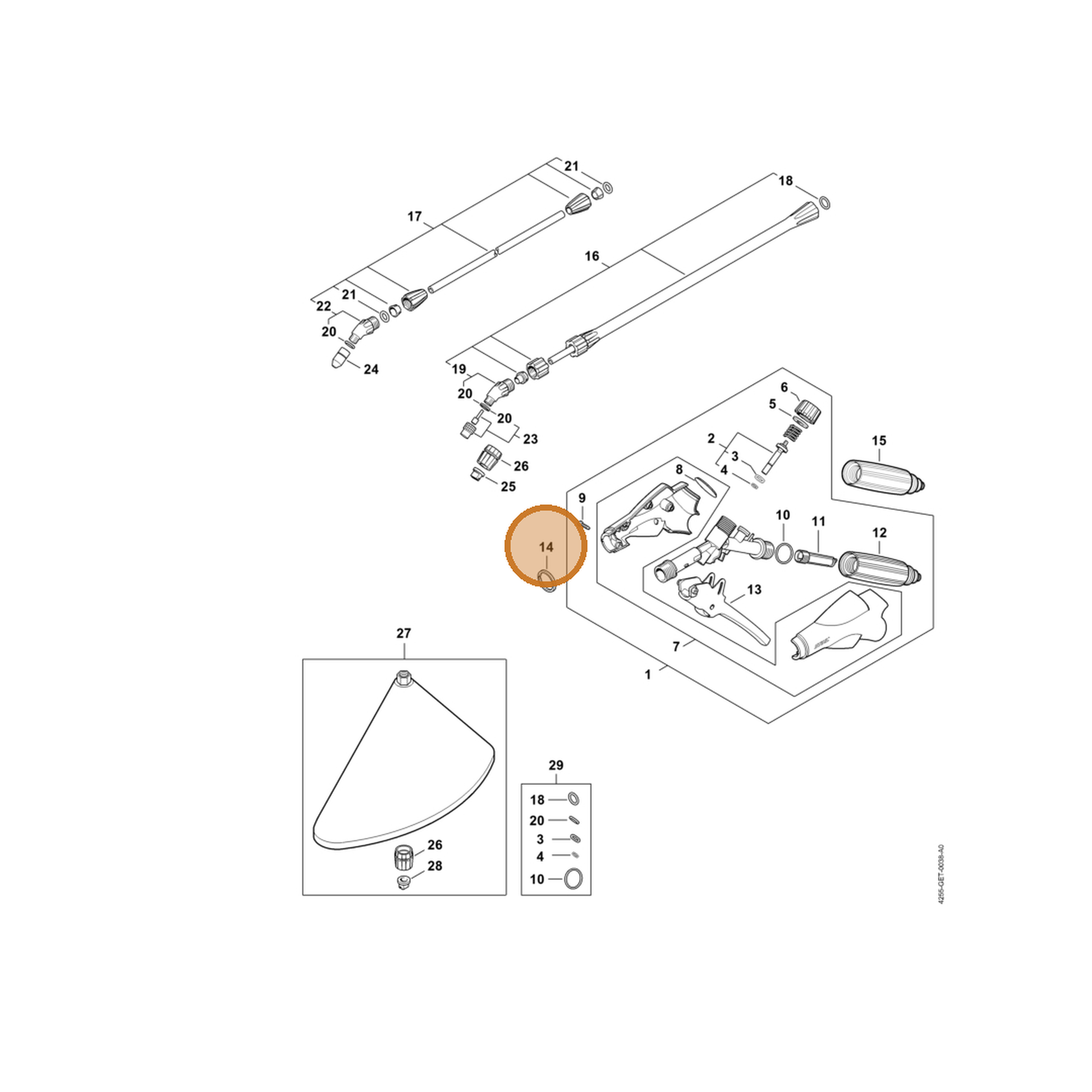 STIHL part 4255-502-4500 — IPL diagram snippet (6x zoom, amber highlight)