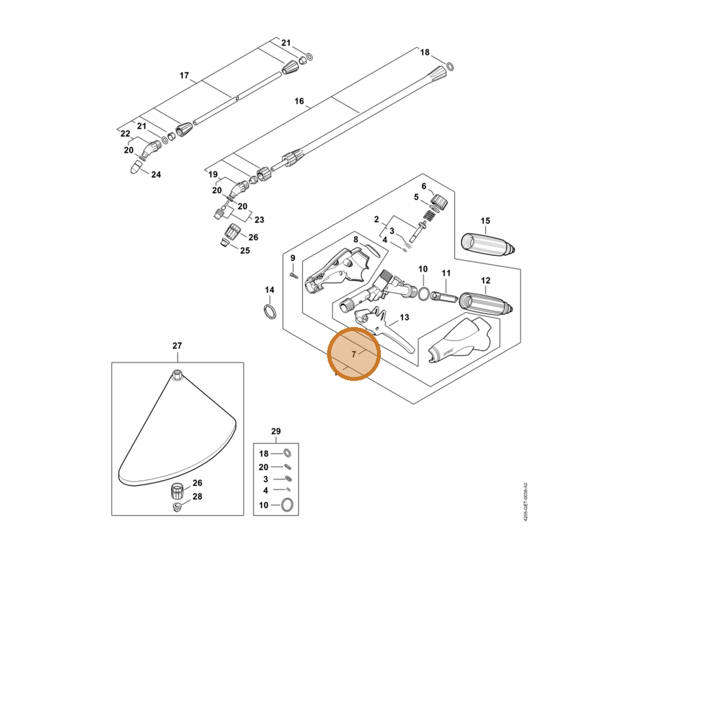 STIHL part 4255-510-0103 — IPL diagram snippet (6x zoom, amber highlight)