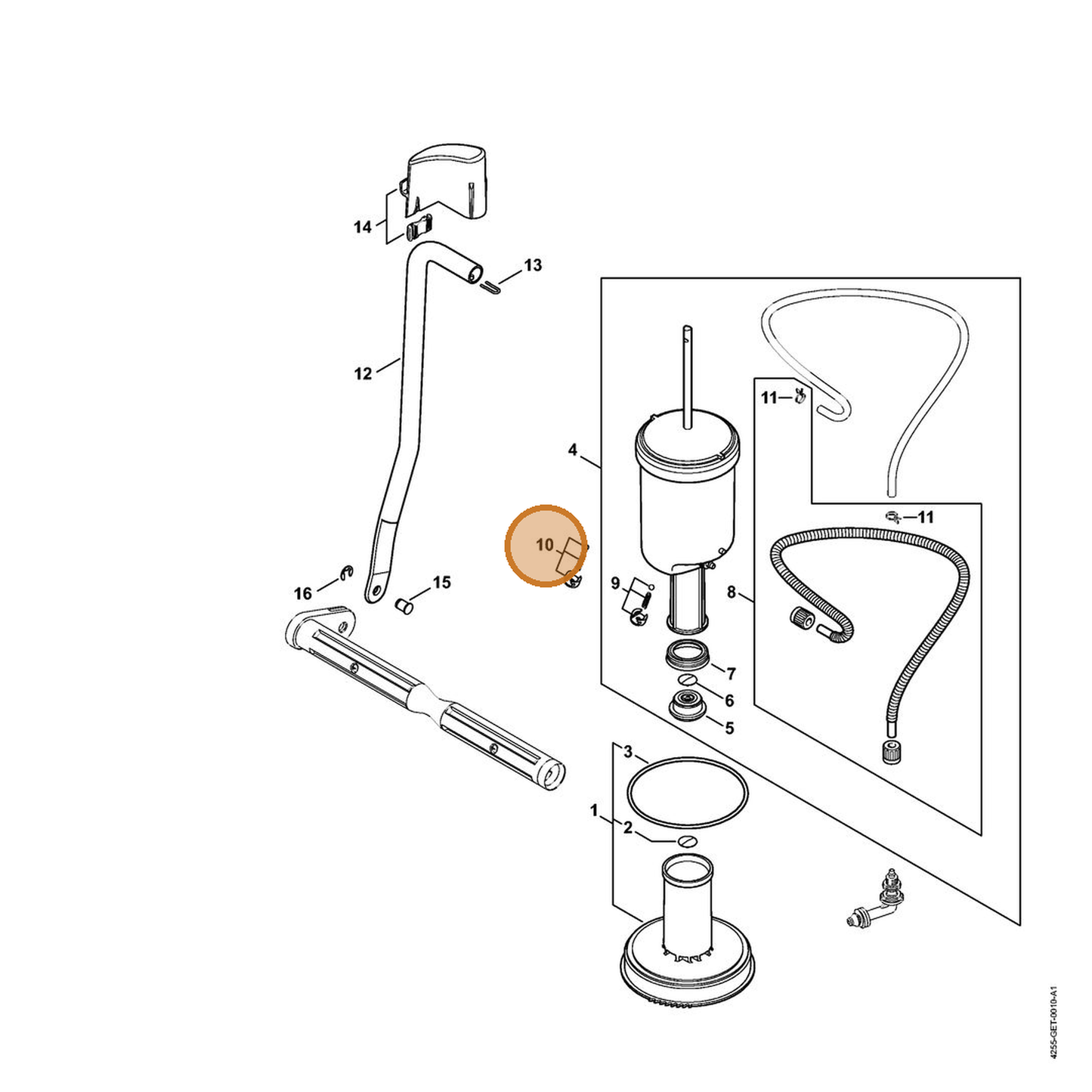 STIHL part 4255-510-0903 — IPL diagram snippet (6x zoom, amber highlight)