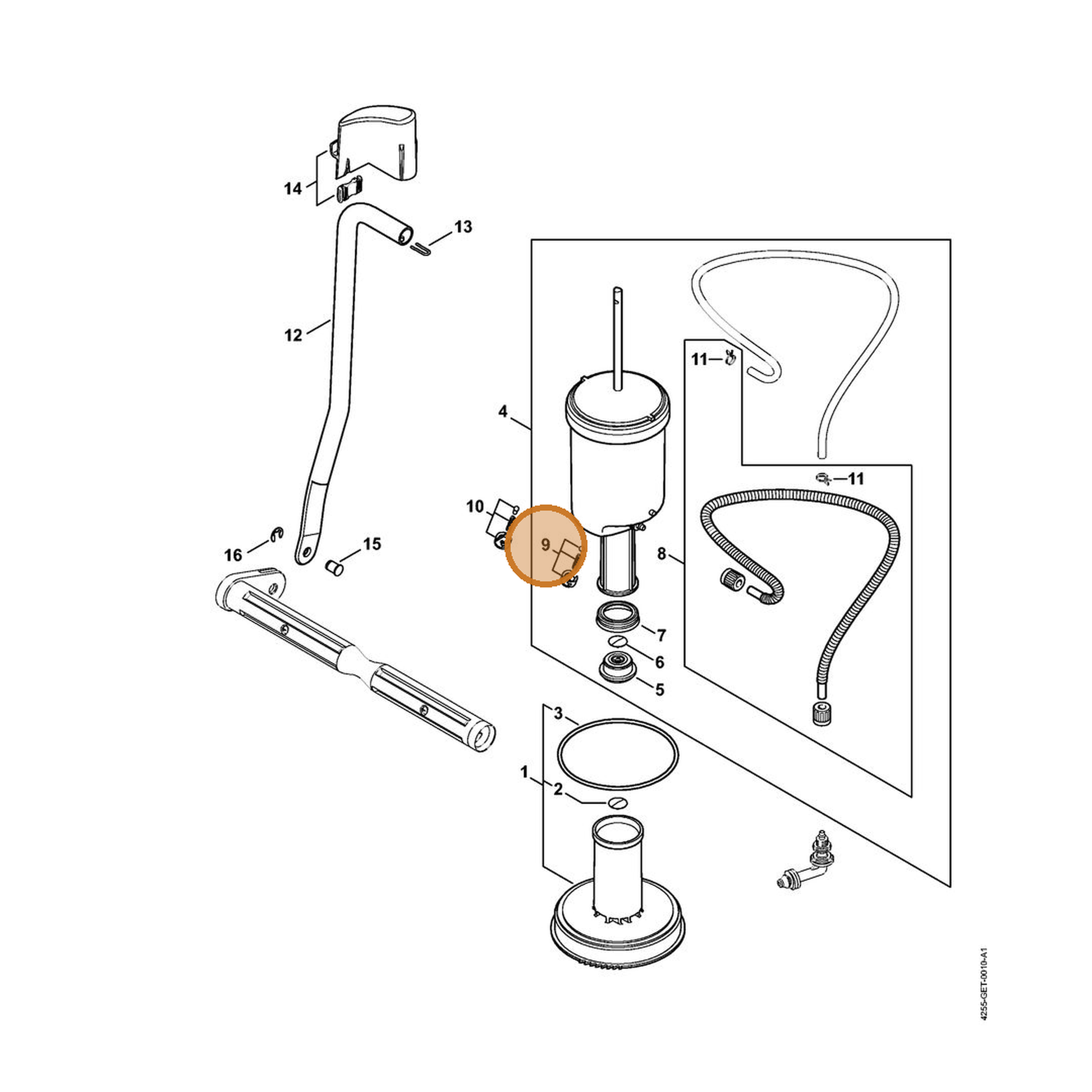 STIHL part 4255-510-0904 — IPL diagram snippet (6x zoom, amber highlight)