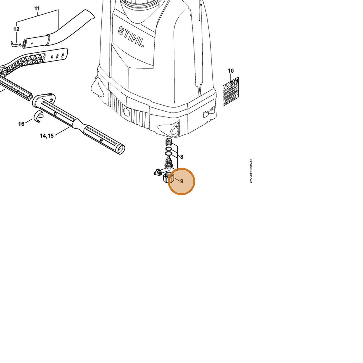 STIHL part 4255-512-2000 — IPL diagram snippet (6x zoom, amber highlight)