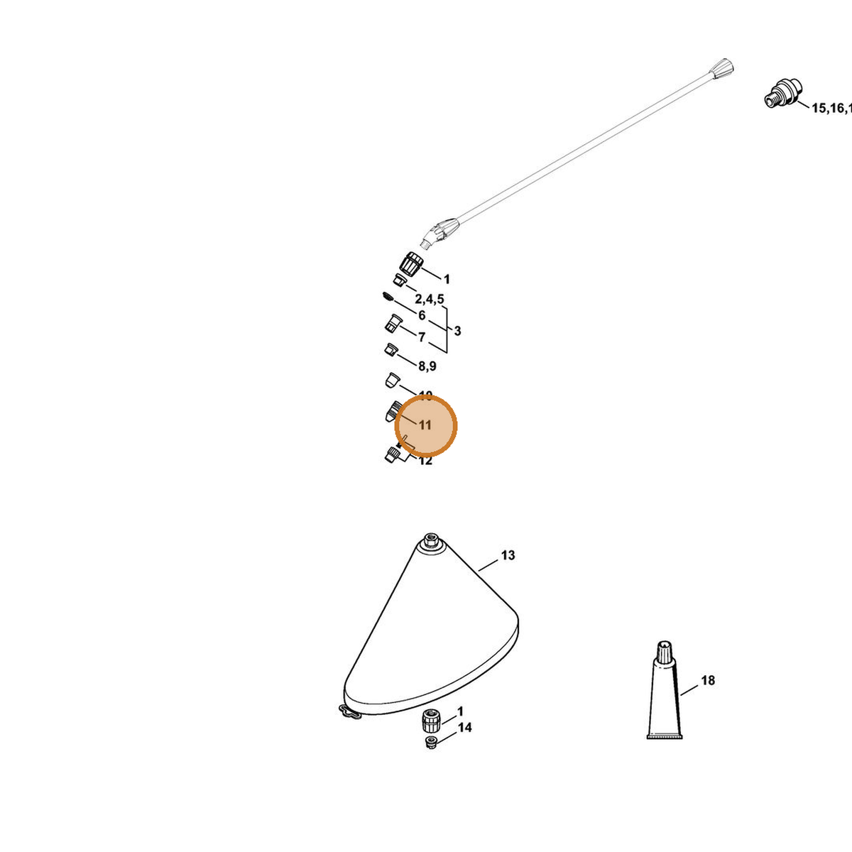 STIHL part 4255-700-6302 — IPL diagram snippet (6x zoom, amber highlight)