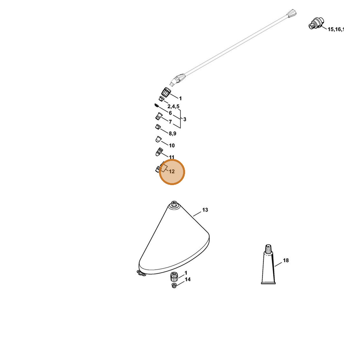 STIHL part 4255-700-6303 — IPL diagram snippet (6x zoom, amber highlight)