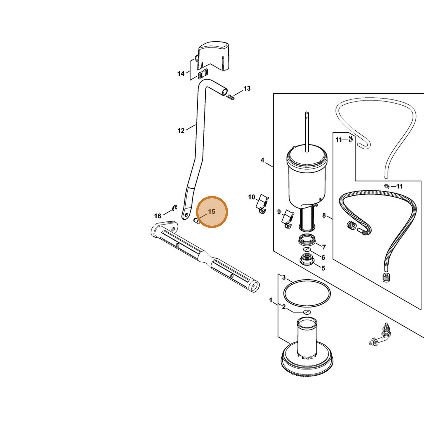 STIHL part 4255-703-9000 — IPL diagram snippet (6x zoom, amber highlight)