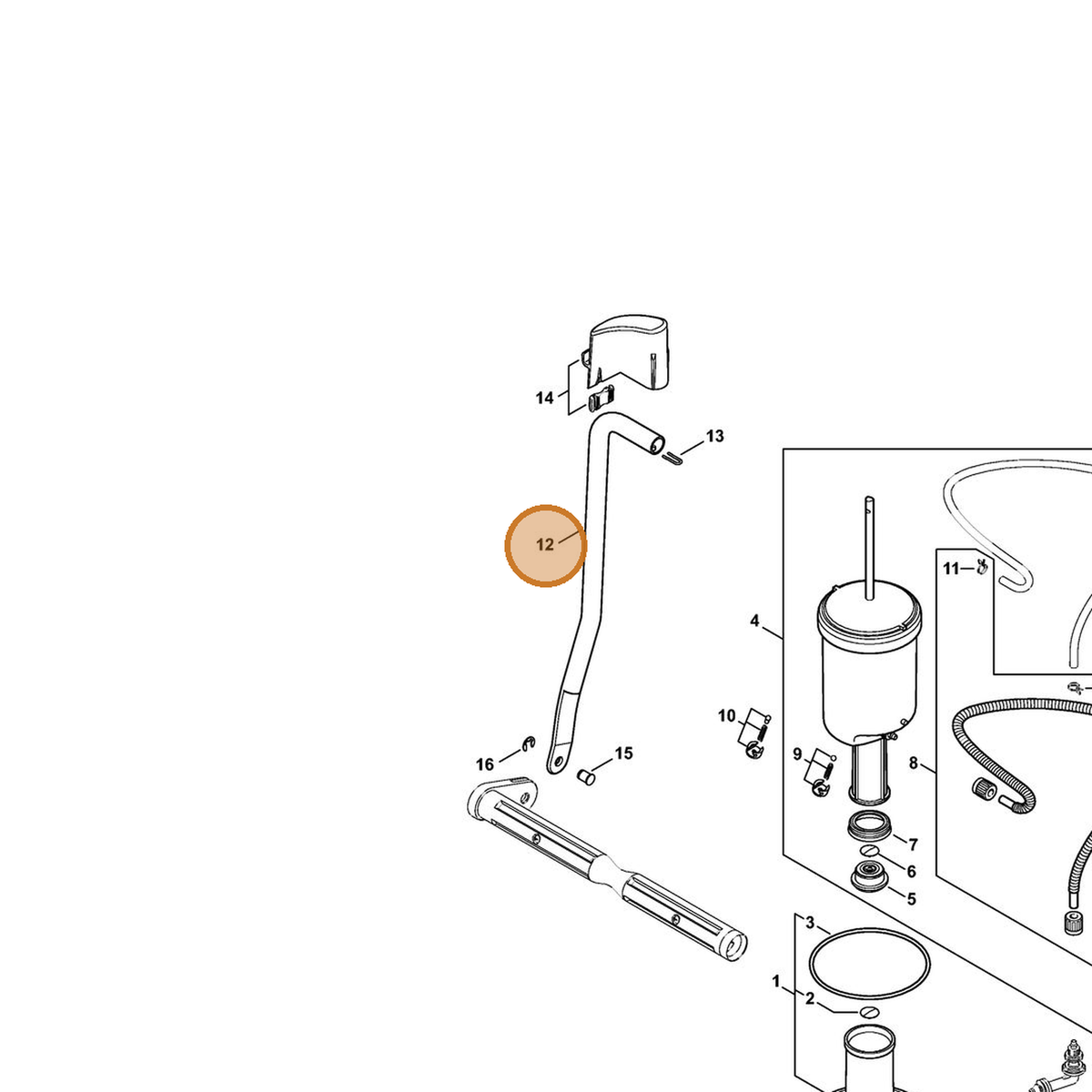 STIHL part 4255-705-7000 — IPL diagram snippet (6x zoom, amber highlight)