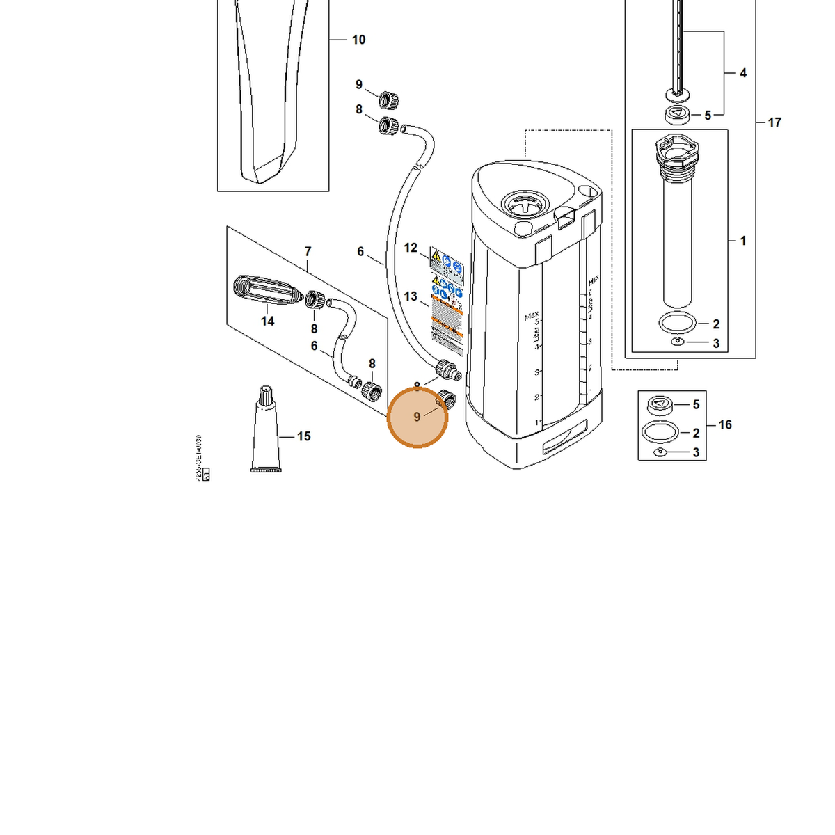 STIHL part 4255-708-3106 — IPL diagram snippet (6x zoom, amber highlight)