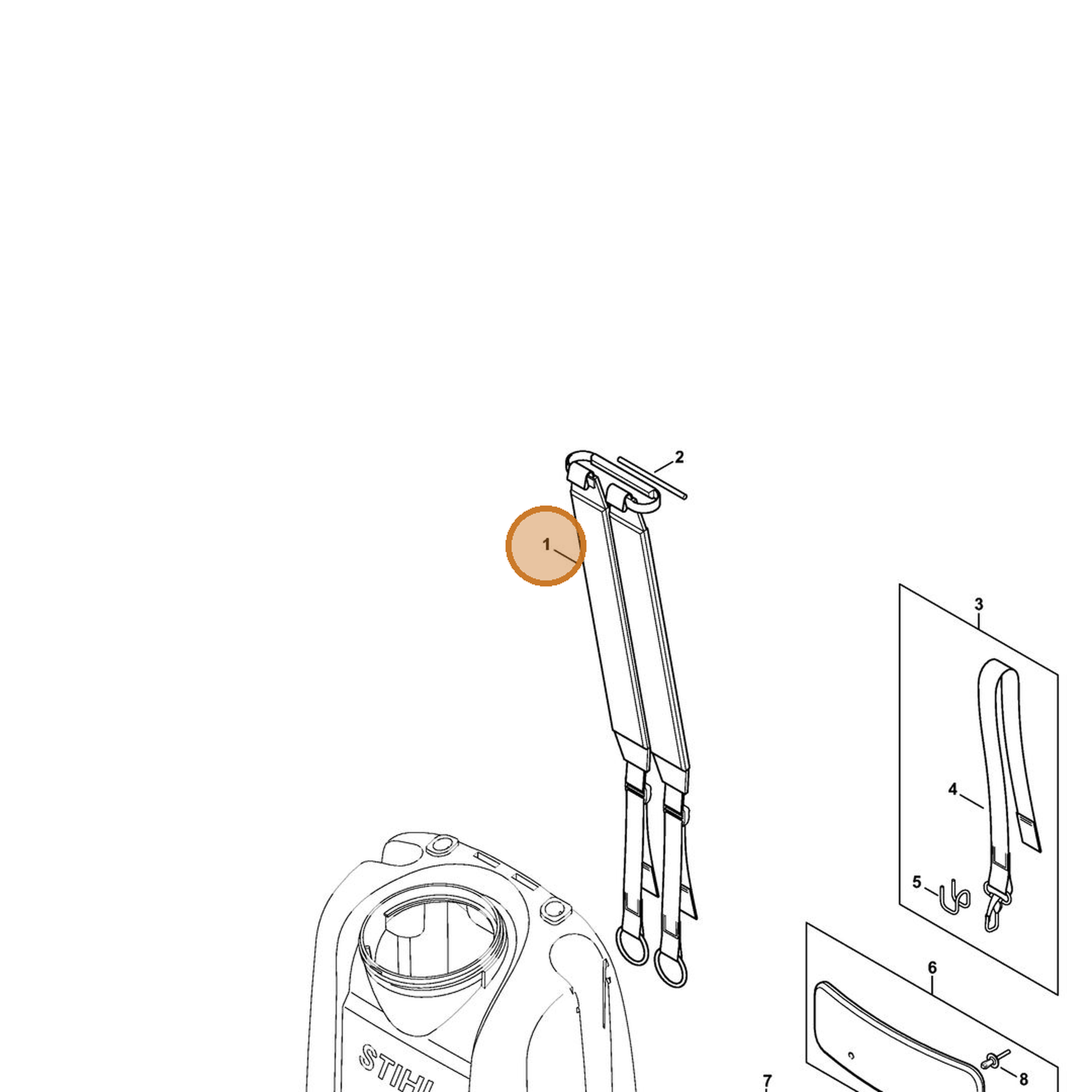 STIHL part 4255-710-9005 — IPL diagram snippet (6x zoom, amber highlight)