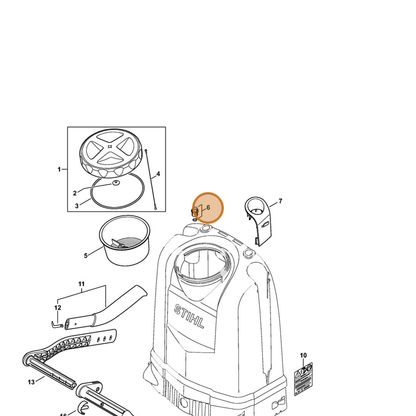 STIHL part 4255-740-8100 — IPL diagram snippet (6x zoom, amber highlight)