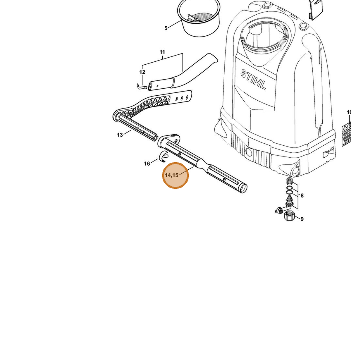 STIHL part 4255-763-3500 — IPL diagram snippet (6x zoom, amber highlight)