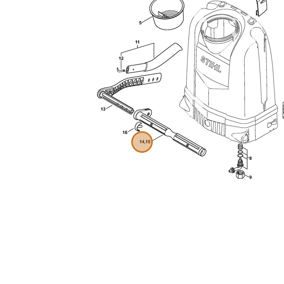 STIHL part 4255-763-3501 — IPL diagram snippet (6x zoom, amber highlight)
