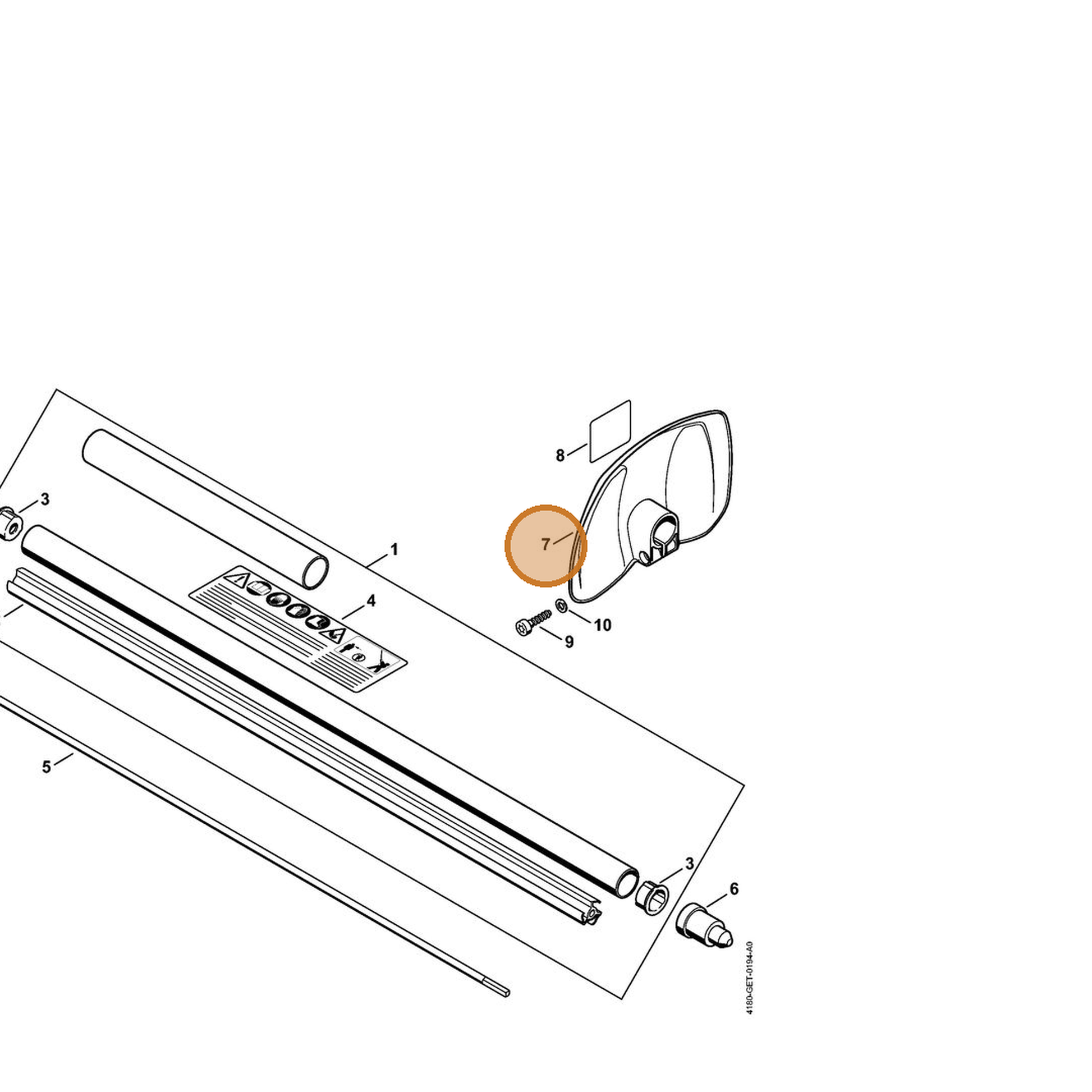 STIHL part 4280-790-9100 — IPL diagram snippet (6x zoom, amber highlight)